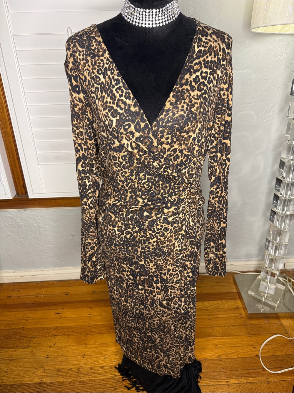 Serena Williams Leopard-Print Wrap Dress in Brown and Black